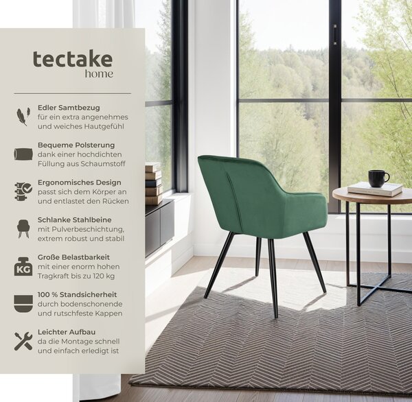 Tectake® Jídelní židle Marilyn čalouněná, sametový vzhled 58 x 62 x 82 cm