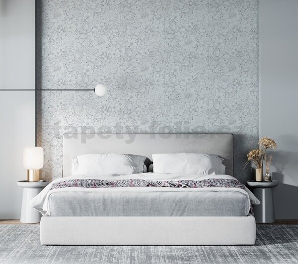Vliesové tapety na zeď Botanica 33952, rozměr 10,05 m x 0,53 m, květy netřesků bílo-šedé, MARBURG