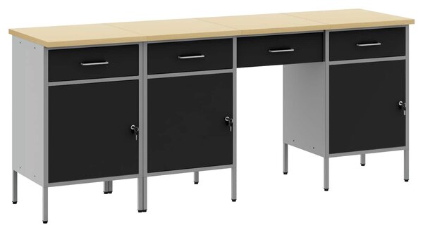 Pracovní skříň se zásuvkou 4 ks Černá Inženýrské dřevo a ocel 3321380
