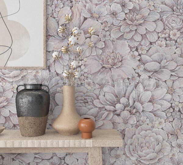 Vliesové tapety na zeď Botanica 33954, rozměr 10,05 m x 0,53 m, květy netřesků růžové, MARBURG