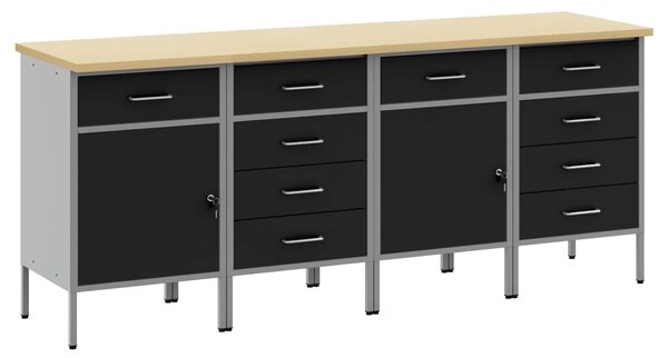 Pracovní skříň se zásuvkou 4 ks Černá a šedá 200 x 55 x 85 cm 3321386
