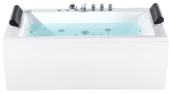 Rohová vířivá vana s LED osvětlením MONTEGO 172 x 83 cm Bílá