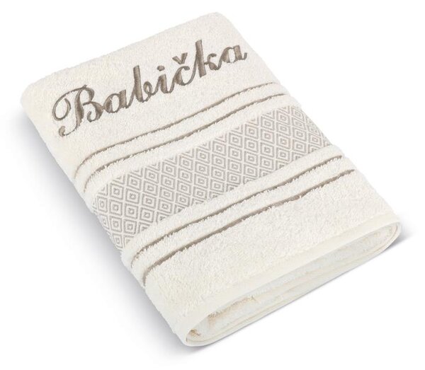 BELLATEX Froté ručník mozaika se jménem BABIČKA Krémová 50x100 cm