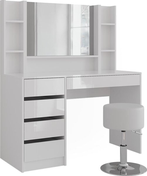 Toaletní stolek Vicco Sherry Bílá/bílý vysoký lesk 119.8 cm 5 dílů, Model 57604