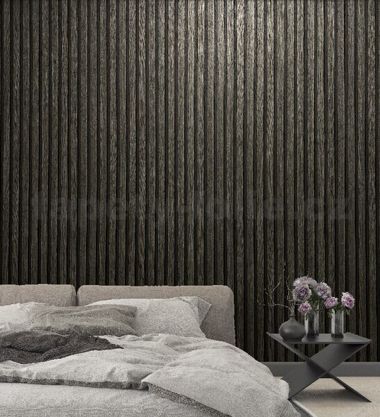 Vliesové tapety na zeď Botanica 33961, rozměr 10,05 m x 0,53 m, obkladové panely dub šedo-černý, MARBURG