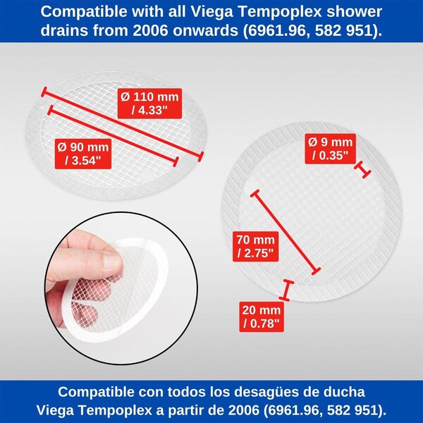 Filtr pro sprchovou hlavici – sítko pro systém Viega Tempoplex – 12 kusů – bílá barva