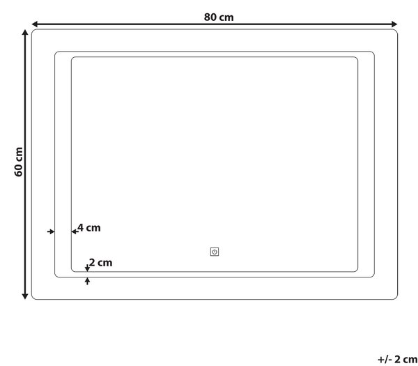 LED koupelnové zrcadlo WASSY 80 cm 60 cm Stříbrná