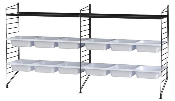 String sestava, Dřevěné prvky bílá, Kovové prvky bílá String