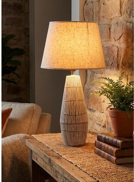 Krémová stolní lampa s textilním stínidlem (výška 69,5 cm) Hanoi – Mauro Ferretti
