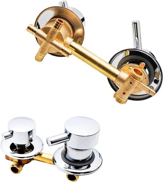 Míchací baterie pro sprchovou kabinu, 2/3/4/5 výstupů, výstup vody, závit/připojení, rozteč 10 cm/12,5 cm, míchací baterie z mosazi, leštěná, sprchová armatura, kabina (připojení 4 výstupy, rozteč 10 cm)