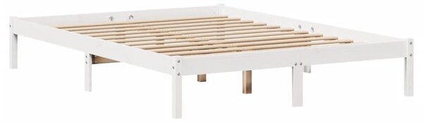 Postel s knihovnou bez matrace bílá 160x200 cm masivní borovice 3321592