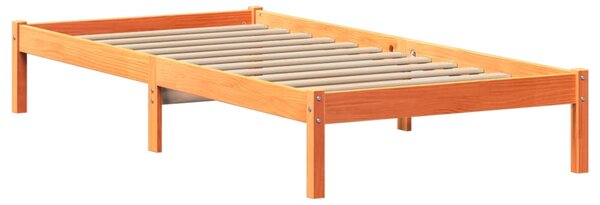 Postel s knihovnou bez matrace hnědá 100x200 cm masiv borovice 3321603