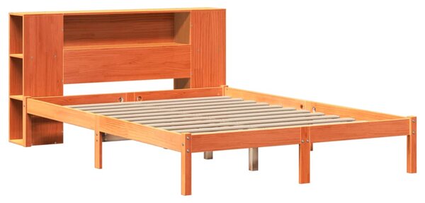 Postel s knihovnou bez matrace 135 x 190 cm masivní borovice 3321551