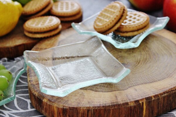 BDK-GLASS Skleněná rautová miska šáteček 10x10cm - čirá