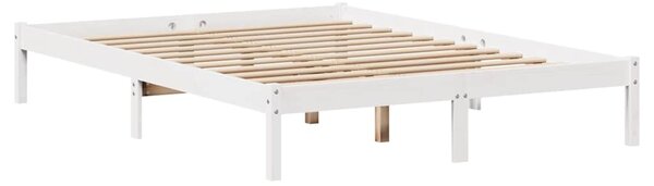 Postel s knihovnou bez matrace bílá 135x190 cm masivní borovice 3321535