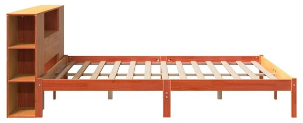 Postel s knihovnou bez matrace 200 x 200 cm masivní borovice 3321558