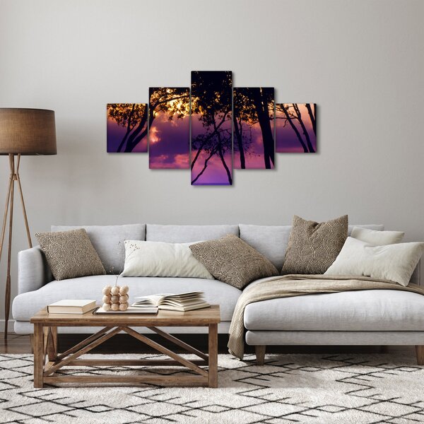 Obraz - Stromy při západu slunce (125x70 cm)
