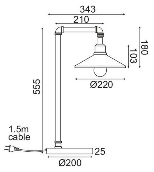 ACA Lighting stolní lampa 1XE27 černá+zlatá kovová 34X22XH56CM PIPE AR4171T56BG