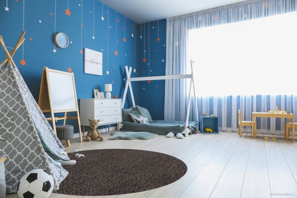 Ayyildiz, Kusový koberec Life Shaggy 1500 taupe kruh, 200x200 (průměr) kruh, hnědá, ložnice