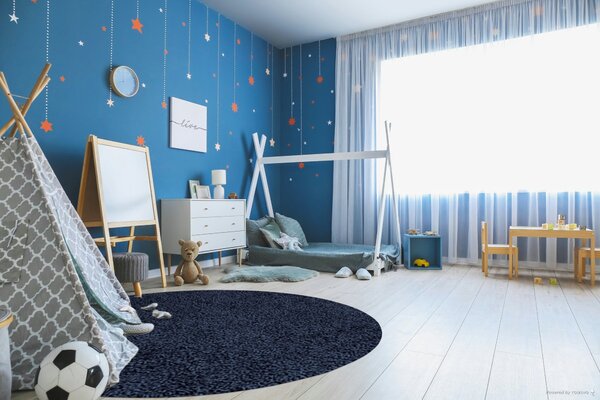 Ayyildiz, Kusový koberec Life Shaggy 1500 navy kruh, 80x80 (průměr) kruh, modrá, ložnice
