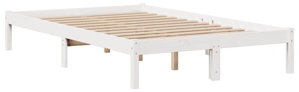 Postel s knihovnou bez matrace bílá 135x190 cm masivní borovice 3321617