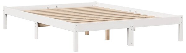Postel s knihovnou bez matrace bílá 140x190 cm masivní borovice 3321619
