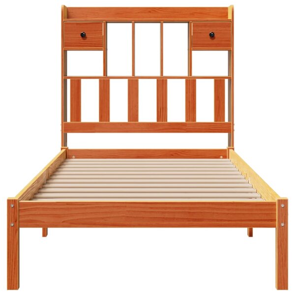 Postel s knihovnou bez matrace hnědá 75x190 cm masivní borovice 3321636