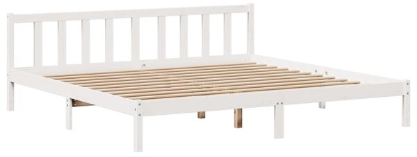 Postel s knihovnou bez matrace bílá 180x200 cm masivní borovice 3321711
