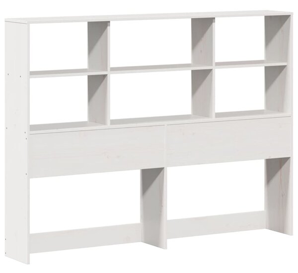 Postel s knihovnou bez matrace bílá 160 x 200 cm masivní dřevo 3323801