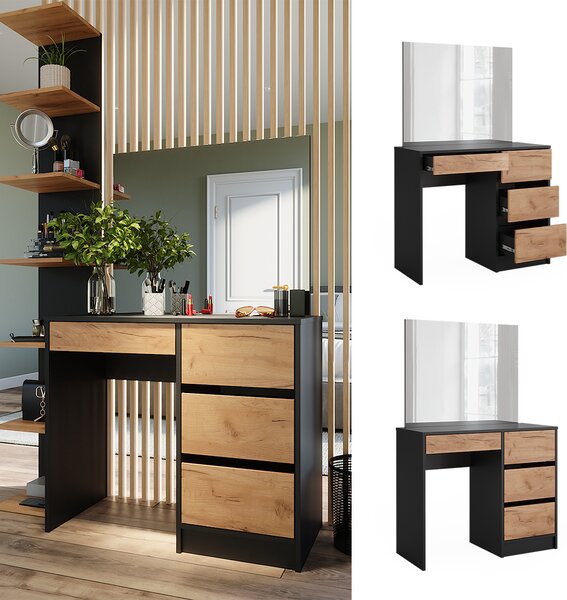 Toaletní stolek Vicco Sherry Antracit/zlatý dub 90 cm se zrcadlem, Model 52031