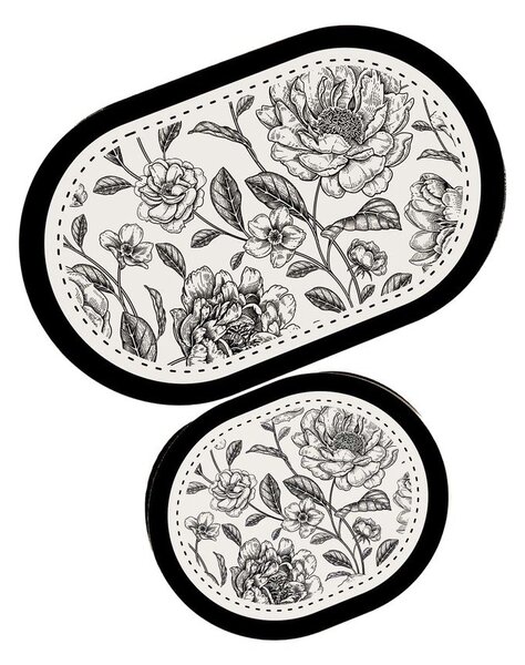 Černobílé koupelnové předložky v sadě 2 ks 60x100 cm Rasse – Foutastic