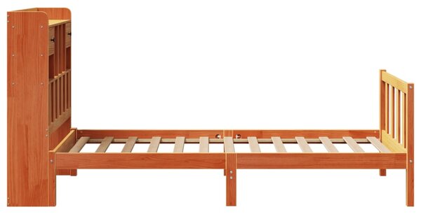 Postel s knihovnou bez matrace hnědá 75x190 cm masivní borovice 3321753