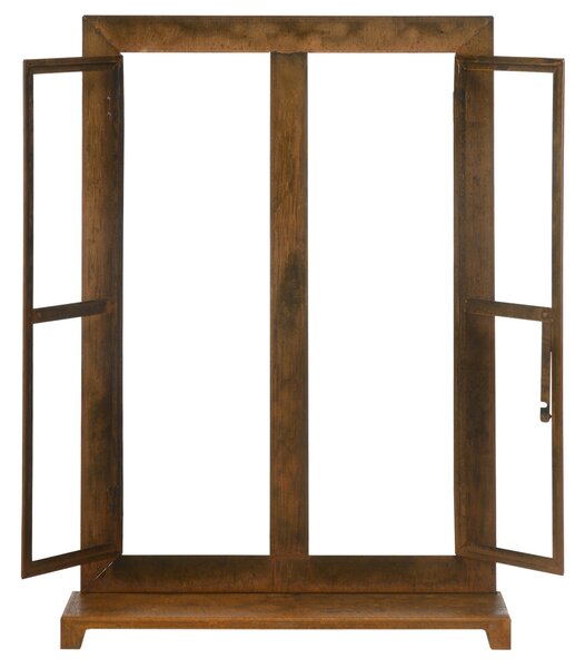 Outsunny Kovové Okno, Rustikální Hnědá Mřížka, Rám Okna 55 x 80 cm s Prahem a Zámkem, Zahradní Dekorace pro Balkon a Terasu, Rustikální Hnědá | Aosom