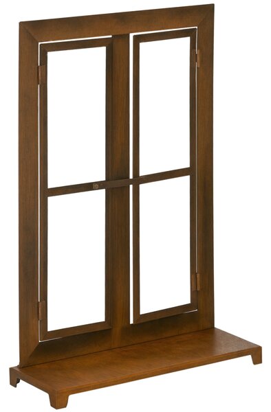 Outsunny Kovové Okno, Rustikální Hnědá Mřížka, Rám Okna 55 x 80 cm s Prahem a Zámkem, Zahradní Dekorace pro Balkon a Terasu, Rustikální Hnědá | Aosom