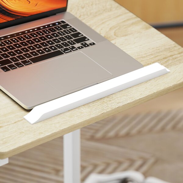 HOMCOM Mobilní Boční Stolek k Pohovce s Nastavitelnou Výškou a Naklápěcí Desktopem, Metalový Rám pro Ložnici, Obývací Pokoj, Kancelář 55x36x62.5-82.5