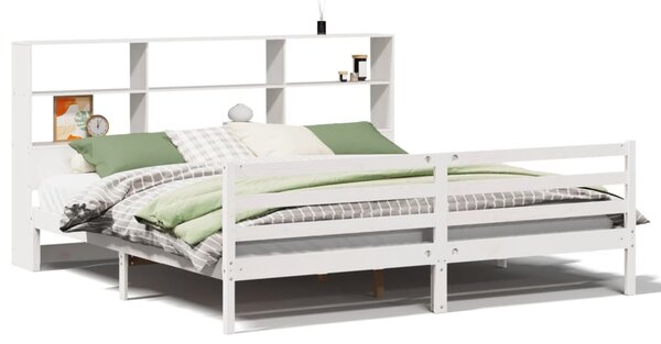 Postel s knihovnou bez matrace bílá 180x200 cm masivní borovice 3321906