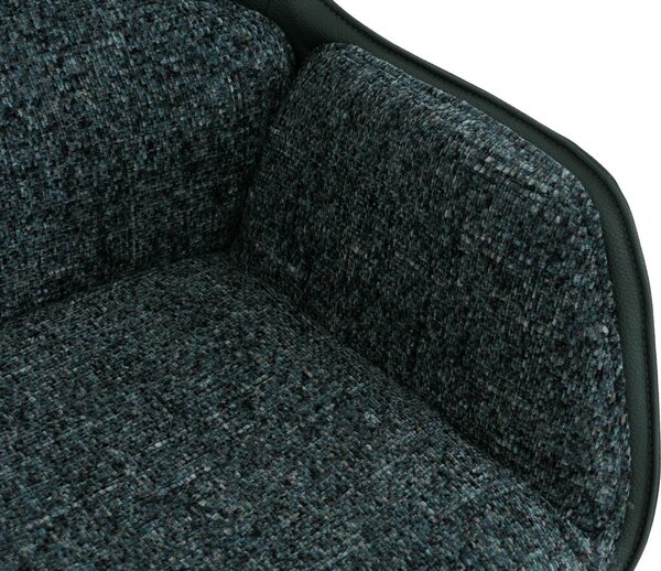 Sada dvou jídelních židlí HWC-R23, kuchyňská židle, otočná židle, potažené umělou kůží a látkou chenille (410 g/m²), barva: zelená