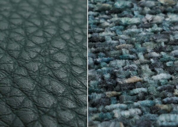 Sada dvou jídelních židlí HWC-R23, kuchyňská židle, otočná židle, potažené umělou kůží a látkou chenille (410 g/m²), barva: zelená