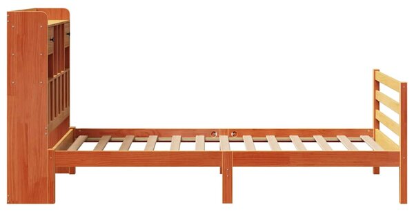 Postel s knihovnou bez matrace hnědá 75x190 cm masivní borovice 3321948