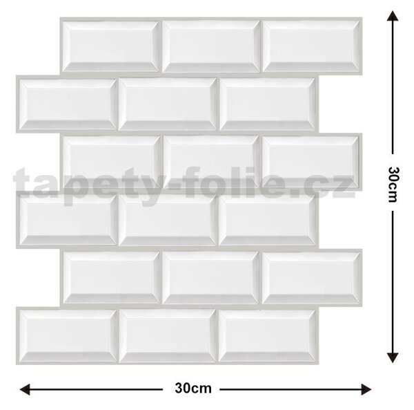 Samolepící PVC 3D panely PCVS06, rozměr 30 x 30 cm, obklad bílý, IMPOL TRADE