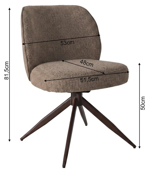 Sada dvou křesel do obývacího pokoje, značka Mobili Rebecca, model Kael, rozměry 81,5 x 53 x 63 cm, materiál: polyester, ocel, barva: hnědá