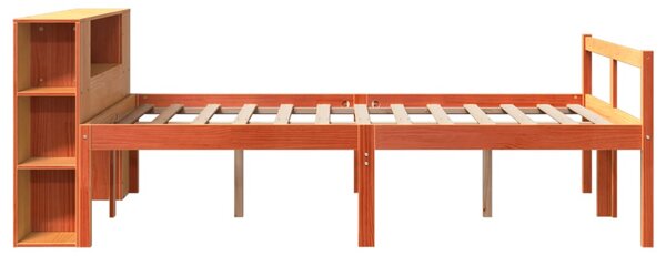Postel s knihovnou bez matrace hnědá 135 x 190 cm masivní dřevo 3321980