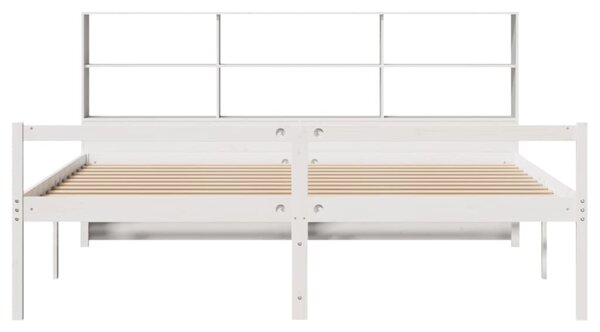 Postel s knihovnou bez matrace bílá 180x200 cm masivní borovice 3322023