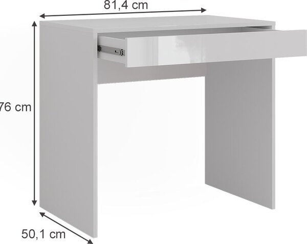 Toaletní stolek Vicco Sherry Bílá/bílý vysoký lesk 81.4 cm 4 díly, Model 57679