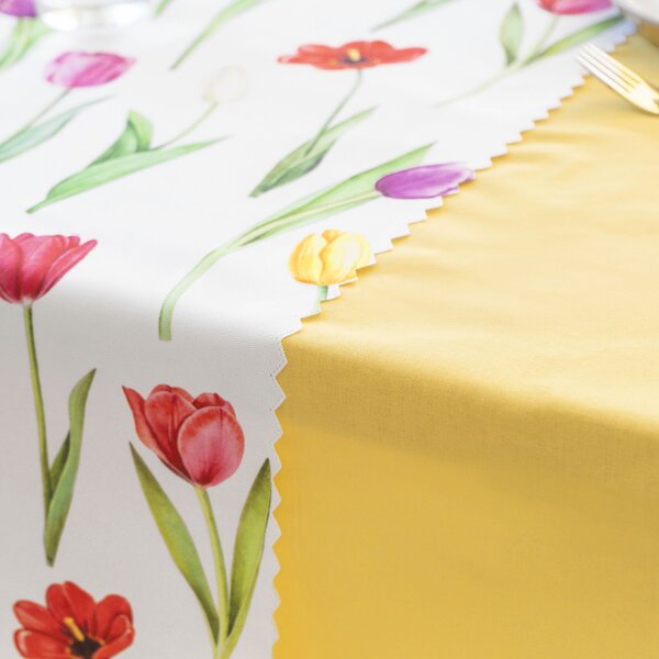 Goldea běhoun na stůl teflonový - barevné tulipány 35x120 cm