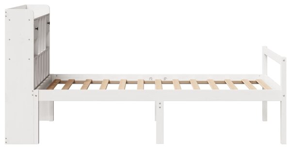 Postel s knihovnou bez matrace bílá 75x190 cm masivní borovice 3322040