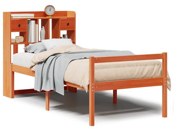 Postel s knihovnou bez matrace hnědá 75x190 cm masivní borovice 3322065