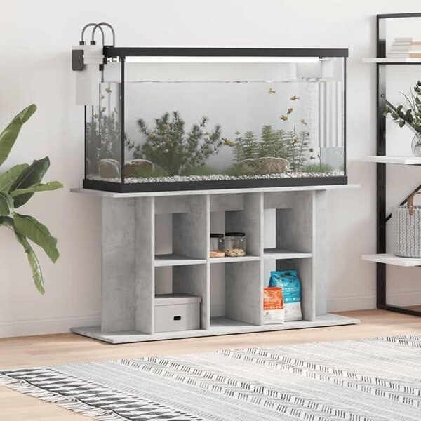 Skříňka pod akvárium o rozměrech 120 x 40 x 60 cm v barvě betonové šedé – Stabilní spodní skříňka pro akvária s úložnými plochami vyrobenými z dřevovláknité desky
