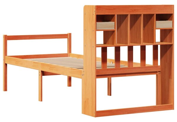 Postel s knihovnou bez matrace hnědá 75x190 cm masivní borovice 3322065