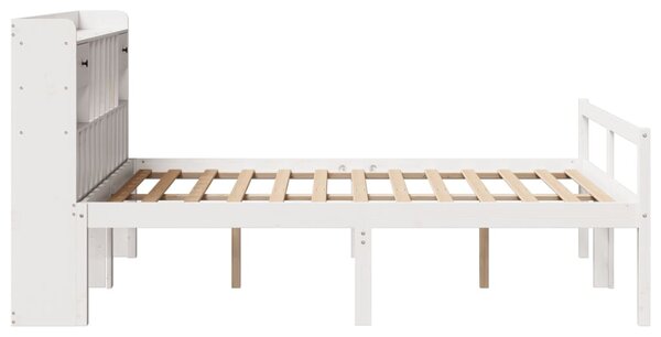 Postel s knihovnou bez matrace bílá 140x190 cm masivní borovice 3322048